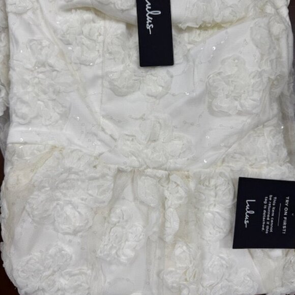 NWT Lulus Delightful Charisma White Embroidered Sequin Mesh Midi Dress​ - Picture 5 of 8